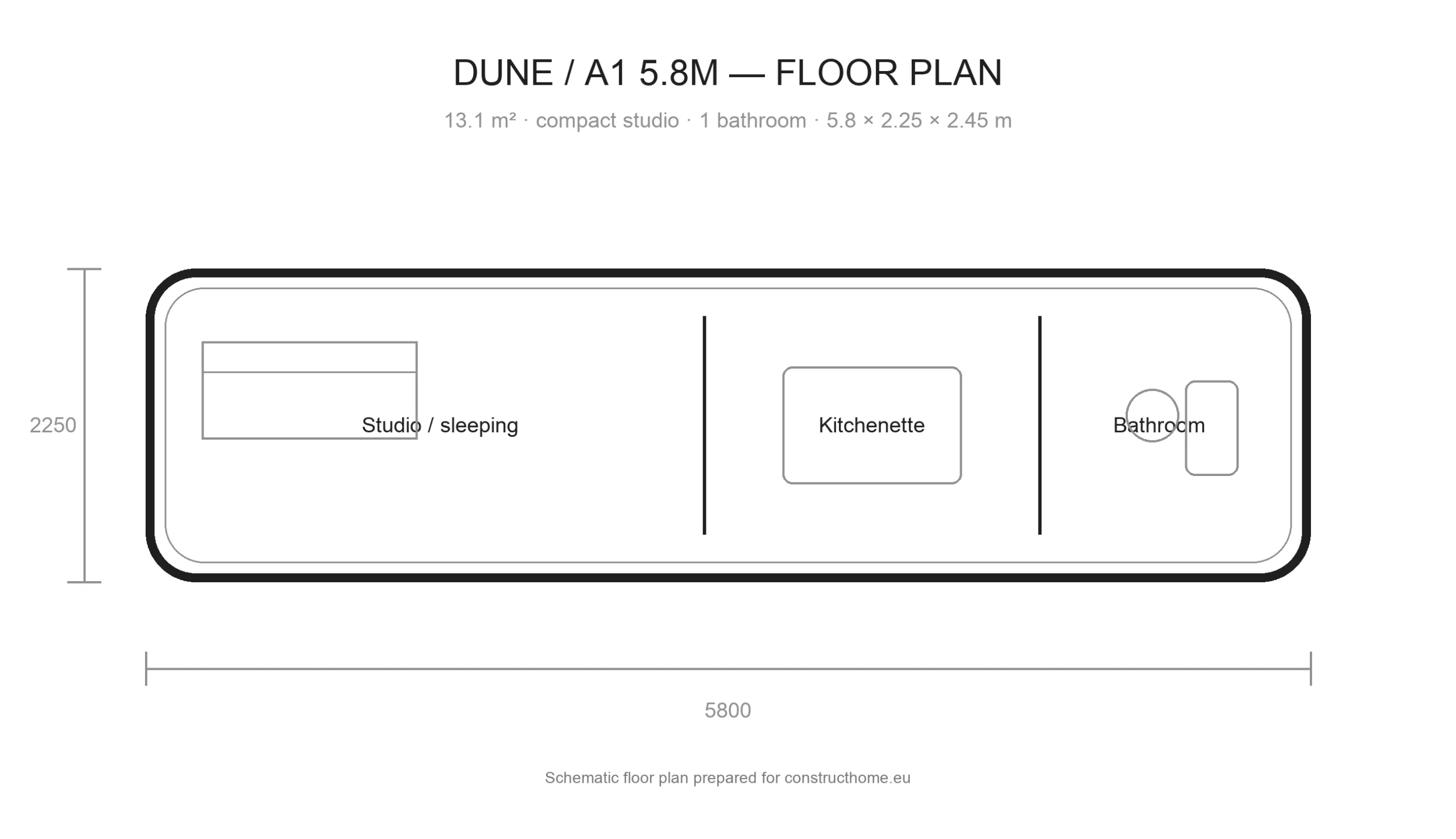Dune A1 5.8 m floor plan