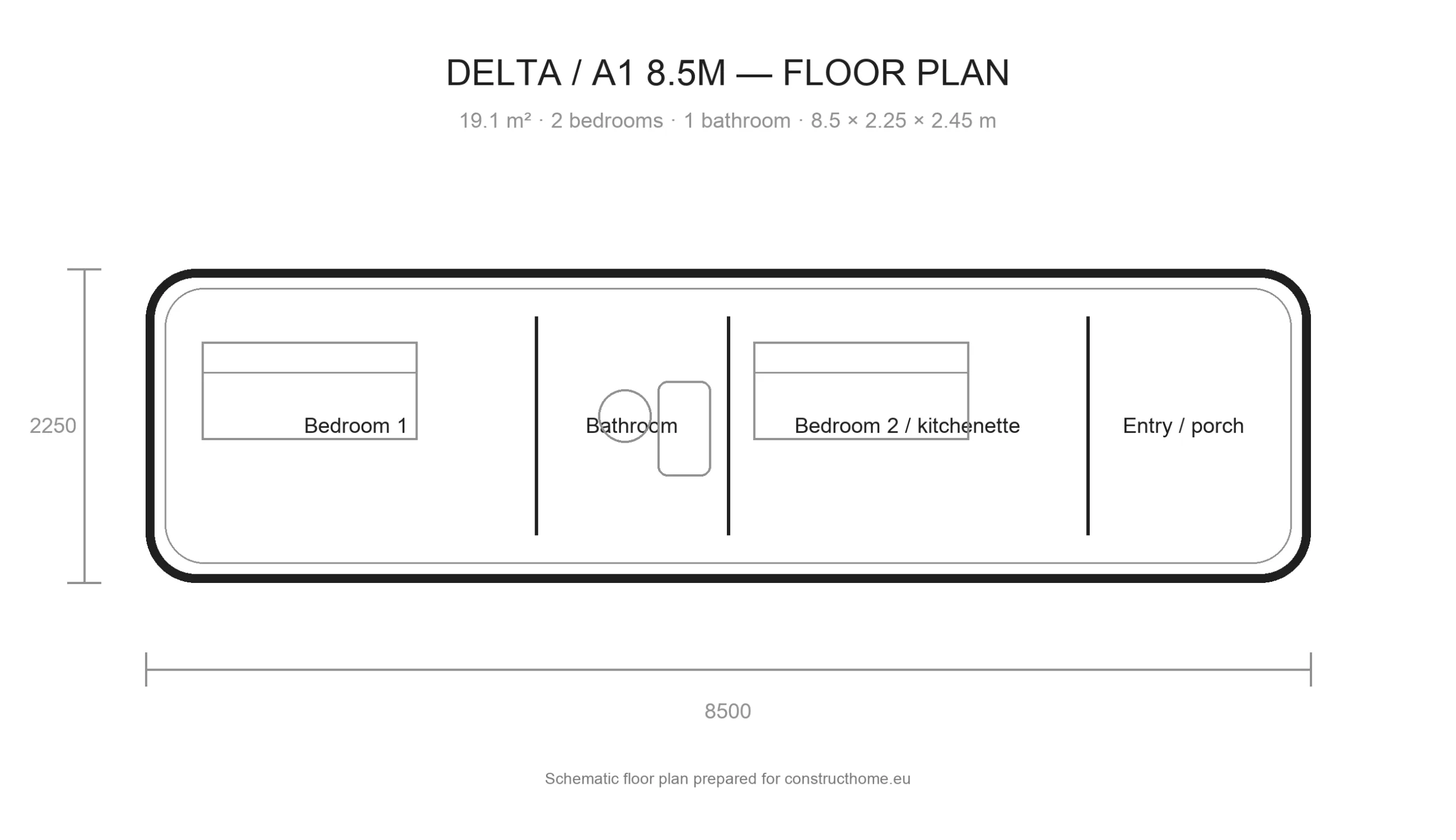 Delta A1 8.5 m floor plan