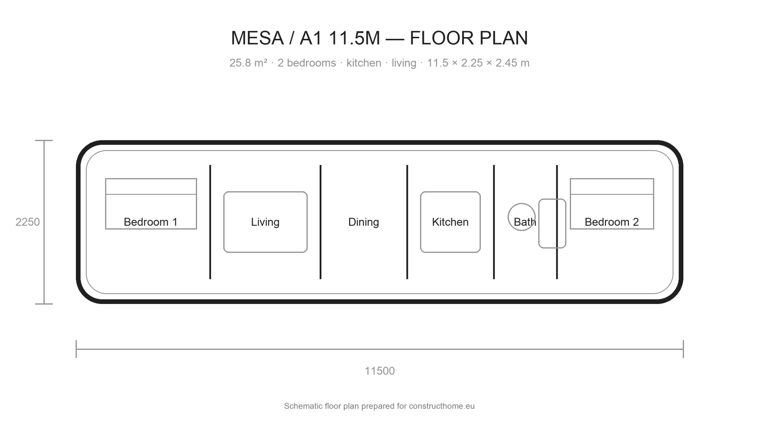 Mesa A1 11.5 m floor plan