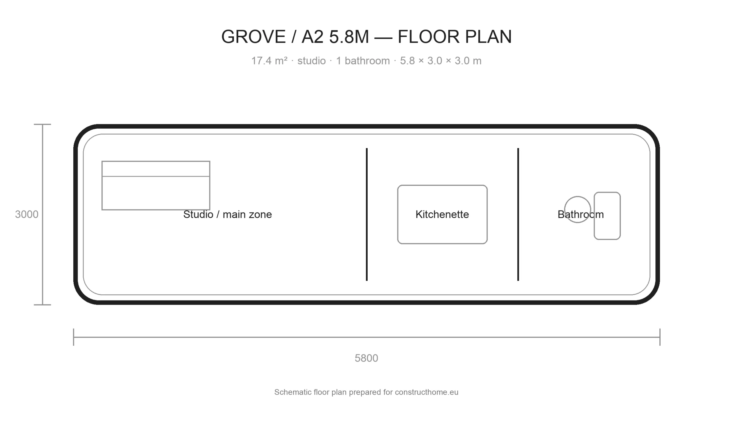 Grove A2 5.8 m floor plan