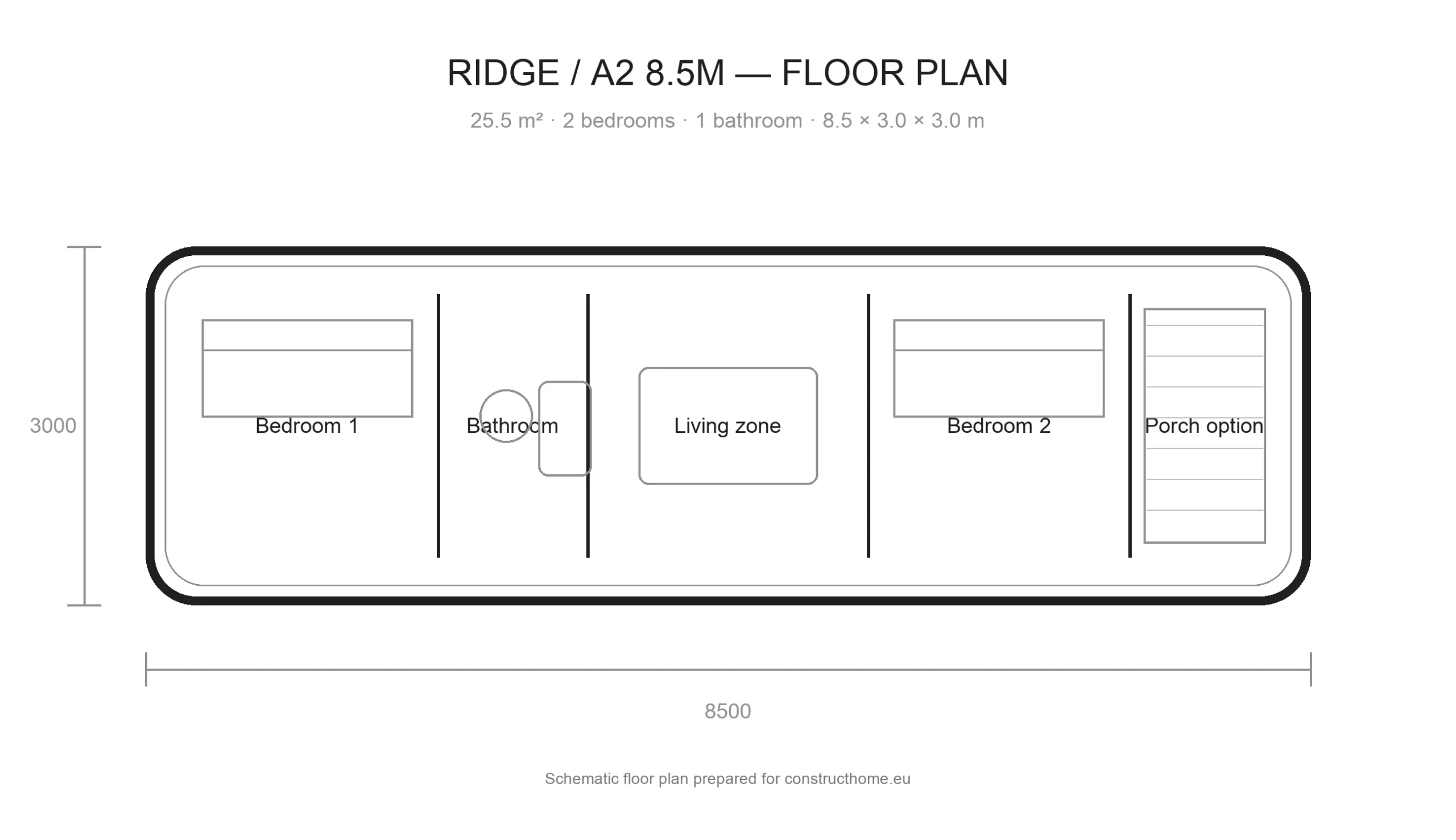 Ridge A2 8.5 m floor plan