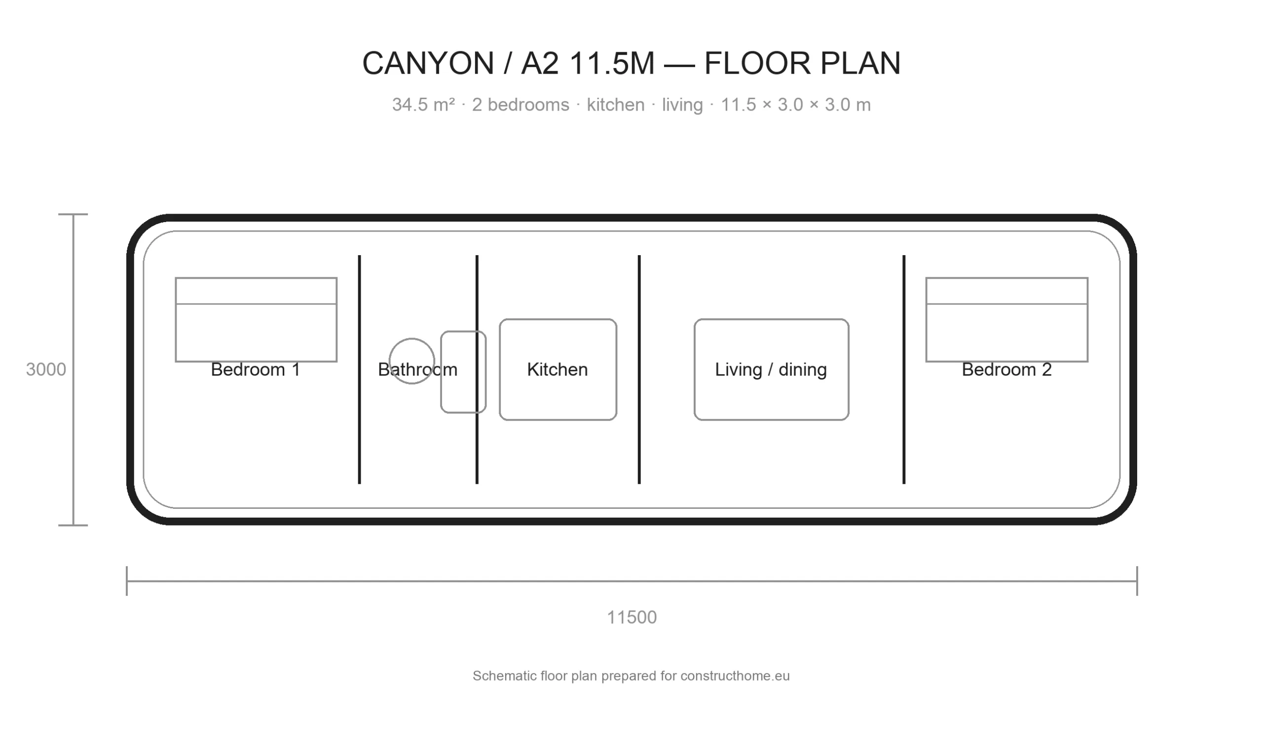 Canyon A2 11.5 m floor plan