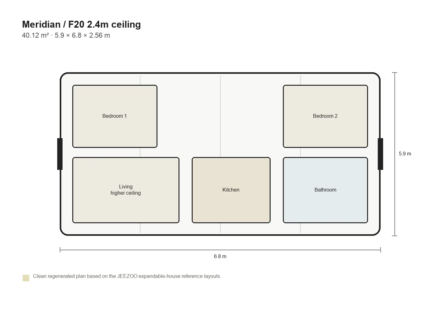 Meridian F20 2.4m ceiling plan