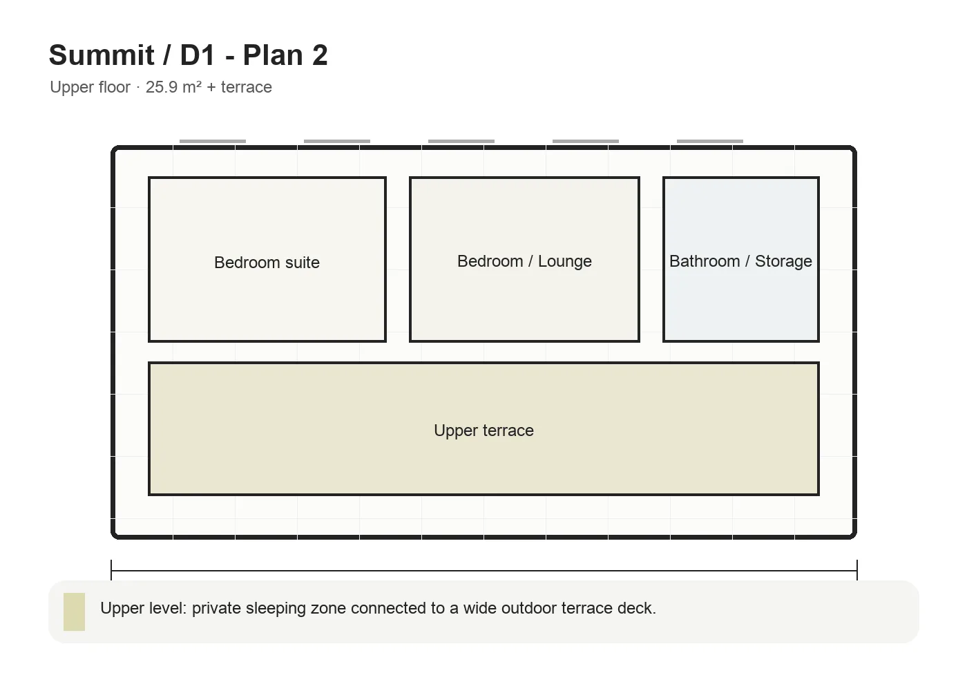 Summit D1 upper floor plan with terrace